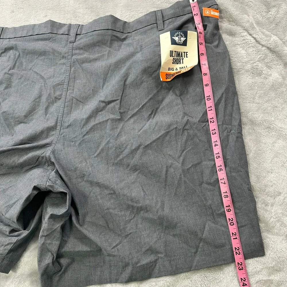 Dockers Ultimate Short Mens 56 Gray Supreme Flex Big & Tall Security Pocket NXBD